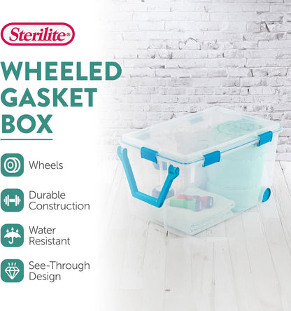Sterilite 4-Pack Gasket Box, Home Storage Organizer Bins with Lids, 37 Quart – Stackable Clear Plastic Containers for Bedroom, Bathroom, Garage, Basement, or Attic
