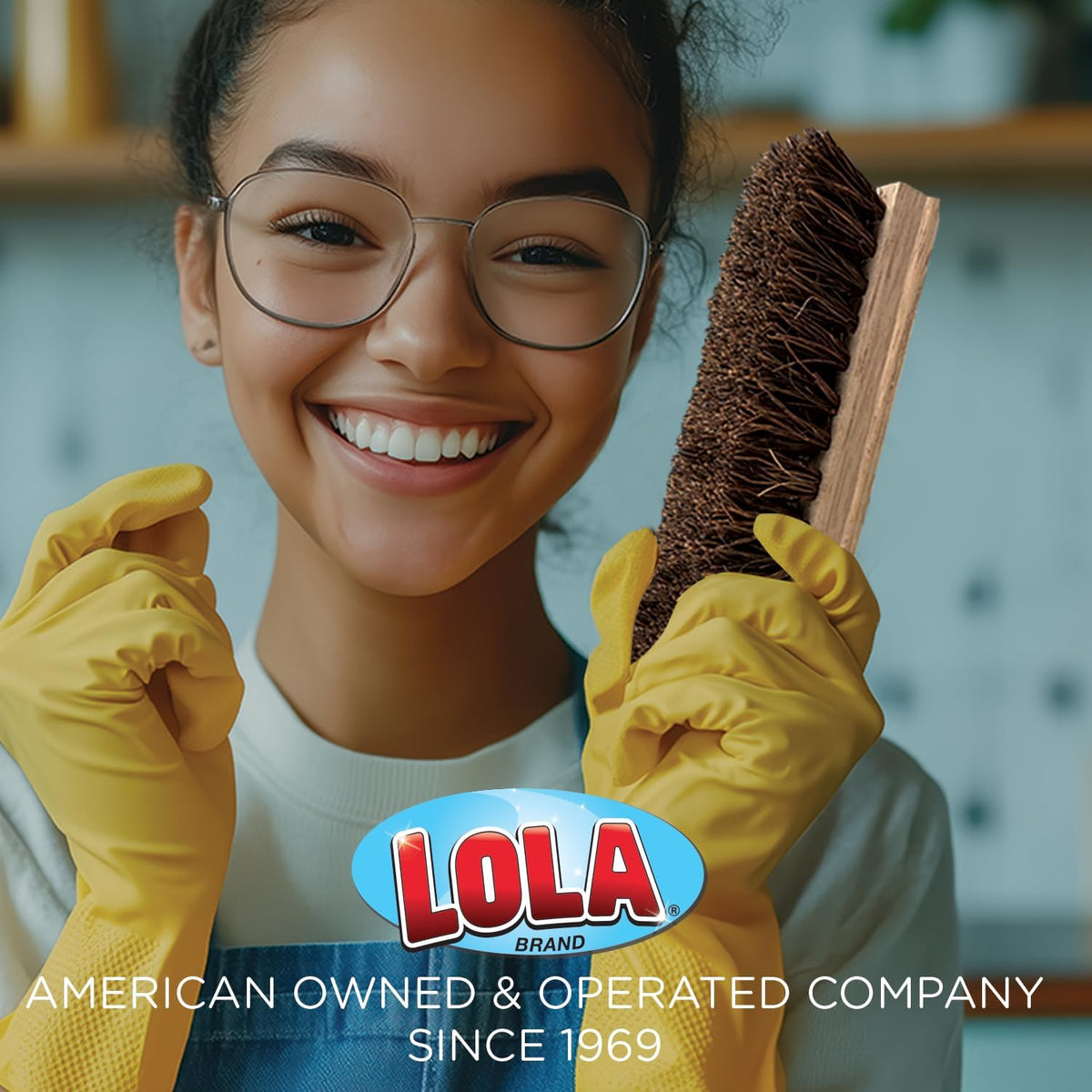 LOLA Deck Scrub Brush Outdoor Broom, Durable Bristles Remove Dirt, Grime, Grout, Leaves, Snow on Patios, Decks, Wet or Dry