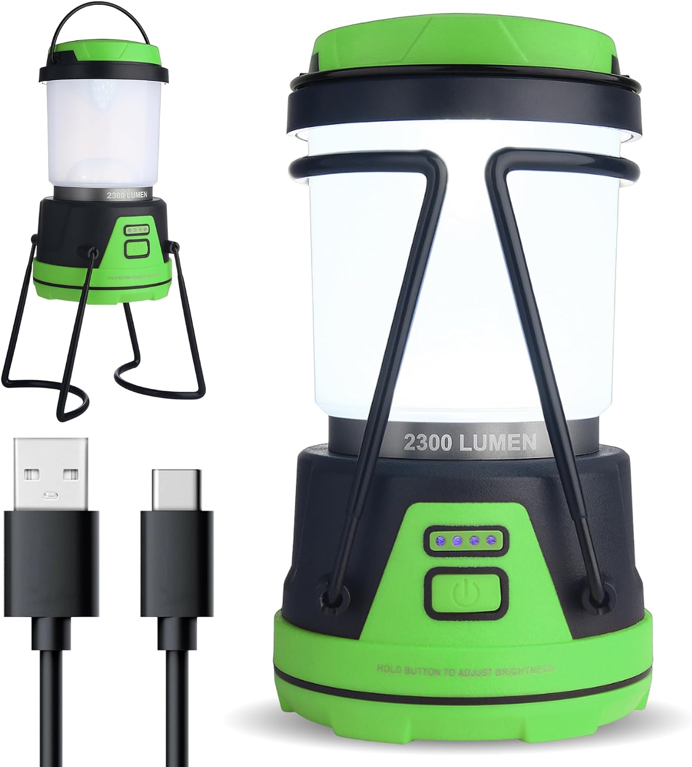 LED Camping Lantern Rechargeable, 1800LM, 4 Light Modes, 4400mAh Power Bank, IP44 Waterproof, Perfect Lantern Flashlight for Hurricane, Emergency, Power Outages, Home and More, USB Cable Included