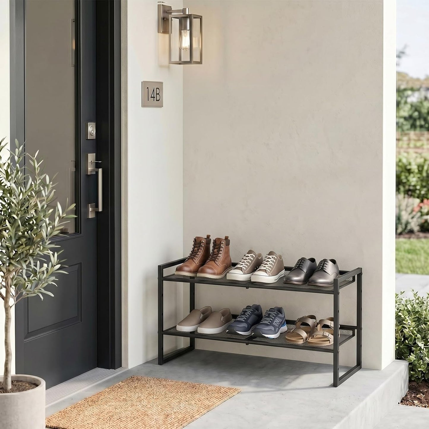 Garden 4 you Shoe Rack - Expandable Shoe Organizer for Closet, Metal Shoe Shelf Organizer, Stackable Adjustable Shoe Storage Shelf for Entryway, Garage, Door Entrance (2-Tier)