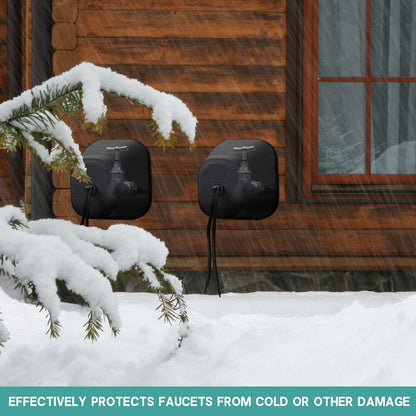 VIHOSE 2 Pcs Large Outdoor Faucet Covers for Winter 7.5 x 6.3 x 5.12 Inch Plastic Spigot Cover for Freeze Protection with Thick Foam Inside for Garden Cold Freeze Proof (Black)