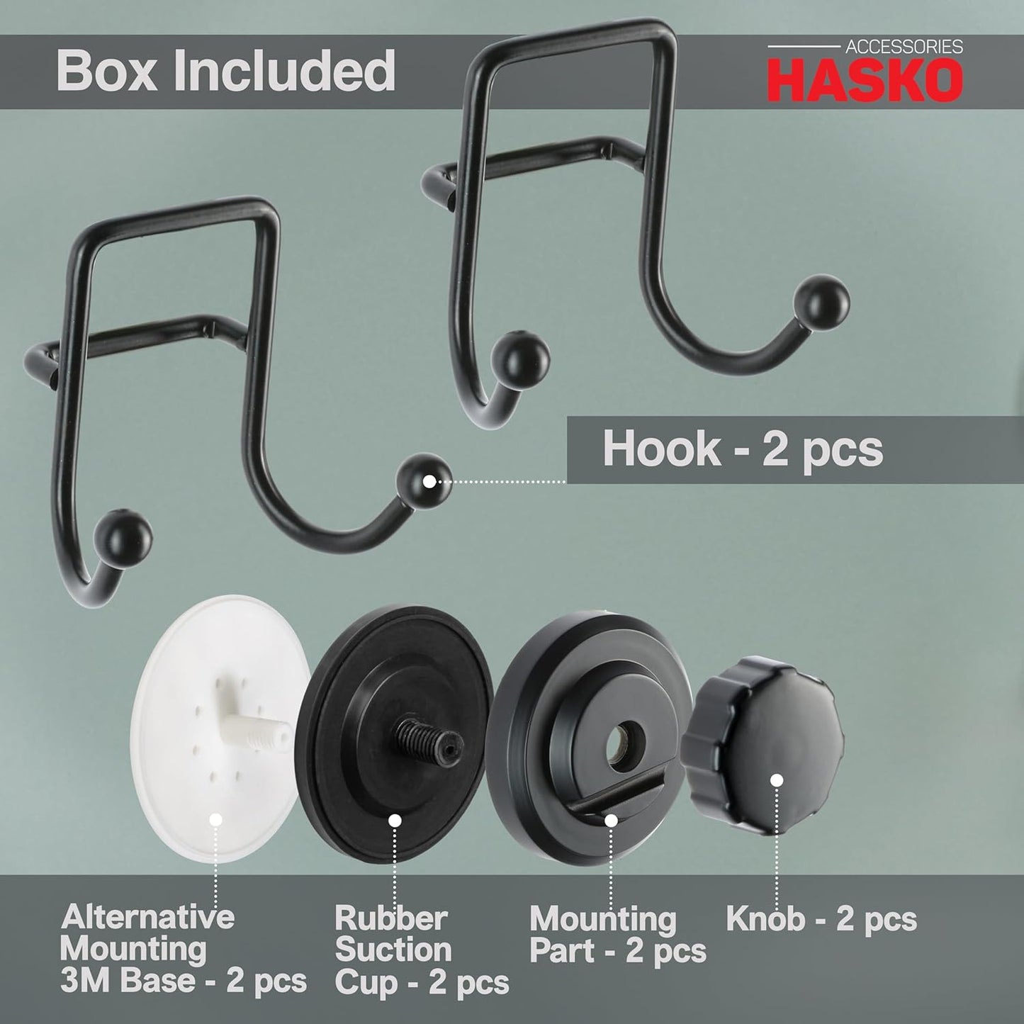 HASKO Suction Cup Hooks for Shower Wall, Removable Towel Hooks for bathrooms, Includes Optional No Drill Adhesive Mount for Inside Shower, Rustproof Stainless Steel - 2 Pack, Bronze