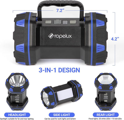 Led Camping Lantern Rechargeable, Camping Flashlight 1500LM, 8 Light Modes, Camping Lights 4800 Capacity, Portable Bright Flash Light for Emergencies, Power Outages, Hurricane, Hiking (Blue 1PACK).
