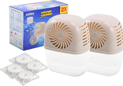 Moisture Absorber with 4 pack Moisture Absorber Refills Tablets, 15.9oz-7"H×5.5"W mini dehumidifier, Bathroom humidity absorber – Prevents Excess Moisture and Fragrance Free