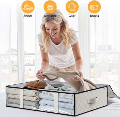 StorageRight Under Bed Storage Bags 3 Pack, 40L Large Clothes & Comforter Storage Containers with Clear Window, Breathable Fabric Organizer for Blankets, Bedding, Seasonal Clothing