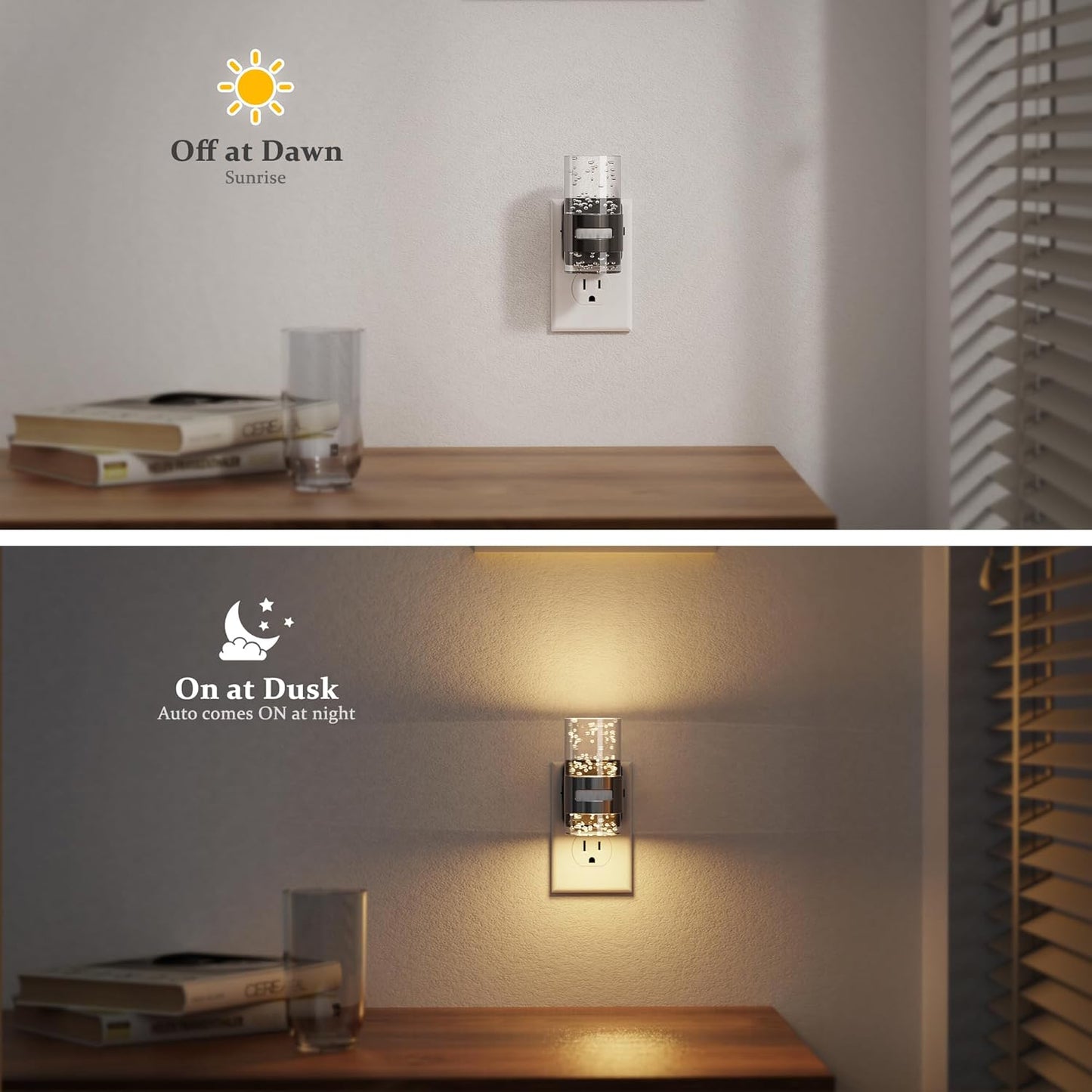 JandCase Motion Sensor Night Light, Night Lights Plug into Wall,3000K Soft White 0-100 LM Dimmable LED Night Light, Motion Activated Nightlight for Bathroom Hallway Decor