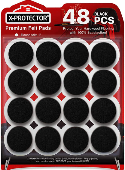 Felt Furniture Pads X-PROTECTOR - 48 Premium Floor Protector Chair Felts for Feet Wood Floors Best Hardwood Protect Your Hard Floors! (Brown)