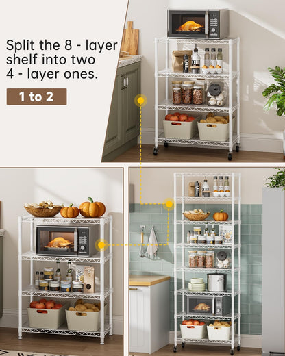 Golpart 4 Tier Adjustable Storage Shelves Metal Utility Shelf Wire Shelving Unit Organizer Rack for Home Kitchen Office Bathroom Pantry Room 12" D x 18" W x 44" H