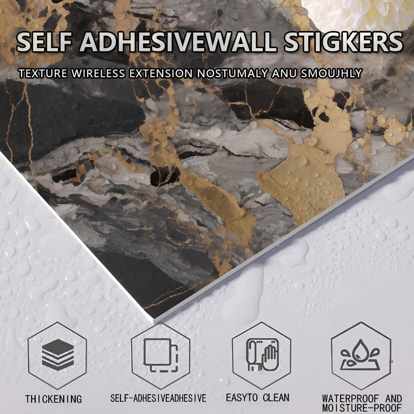 10pcs Peel and Stick Tile Shower Waterproof Marble Tiles Wall Panels, 11.8"x11.8" Self-Adhesive Backsplash Tile, PVC Wall Panels Shower Tiles for Home Bathroom, Kitchen, Living Room Blue