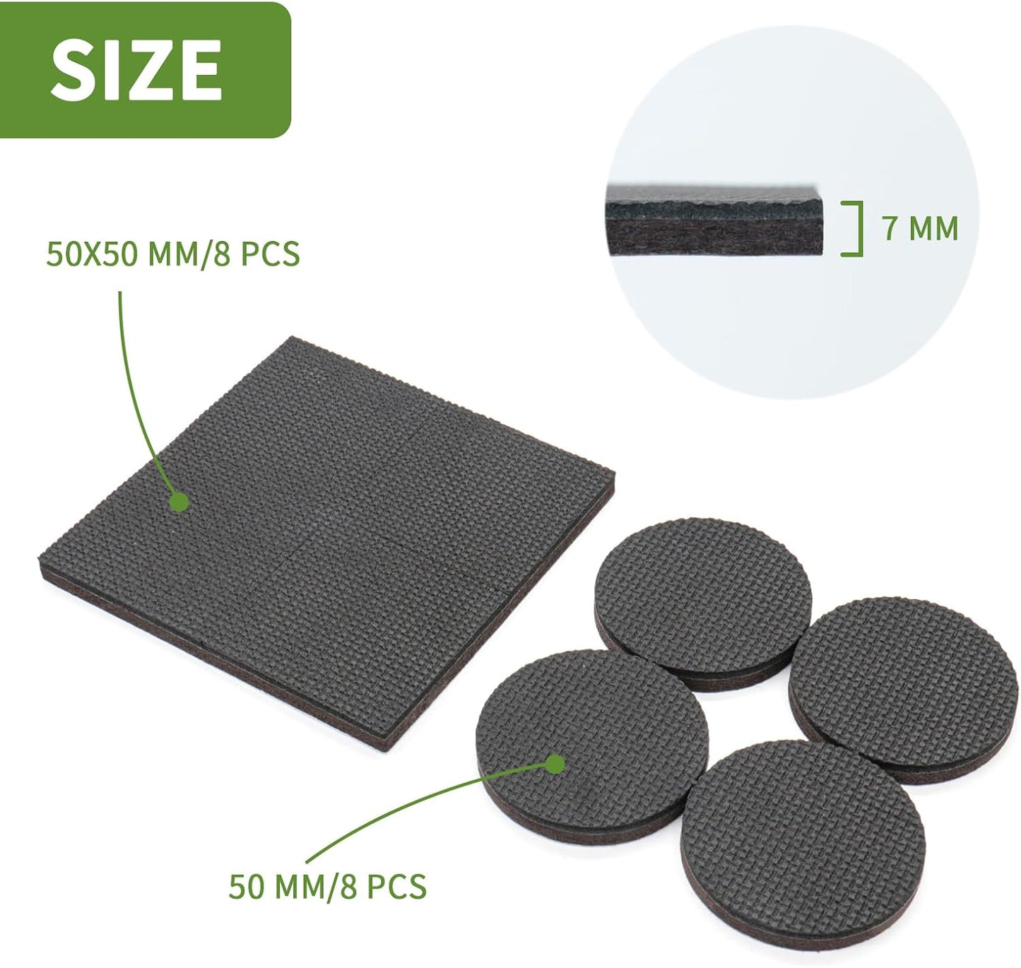 Non Slip Furniture Pads 36 PCS 1'' Square - Anti Slip Furniture Pads - Self Adhesive Rubber Feet Furniture Feet - Chair Leg Floor Protectors - Keep Furniture in Place
