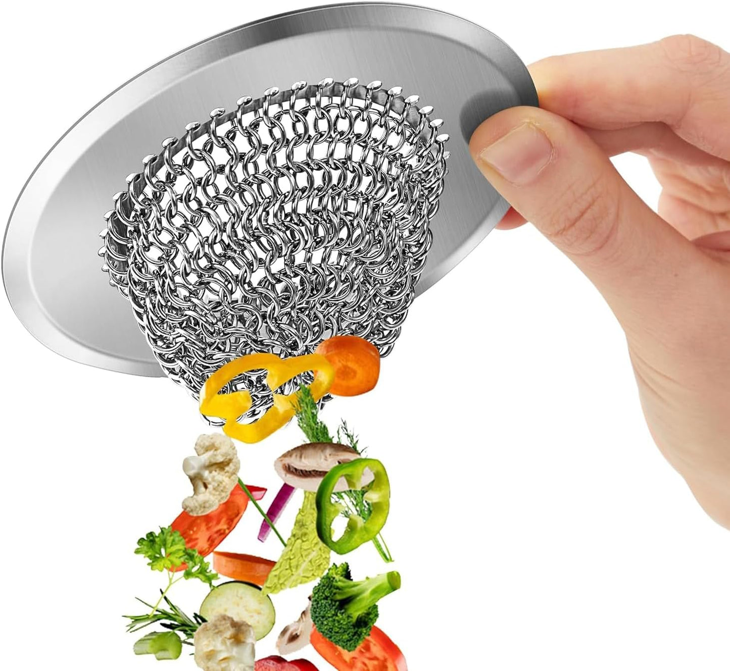 2 Pack 4.5 Inch Stainless Steel Sink Strainer Basket - 304 Stainless Steel Kitchen Sink Drain Filter, Universal Sink Mesh Basket, Hair Catcher, Food Waste Strainer, for Most Sinks
