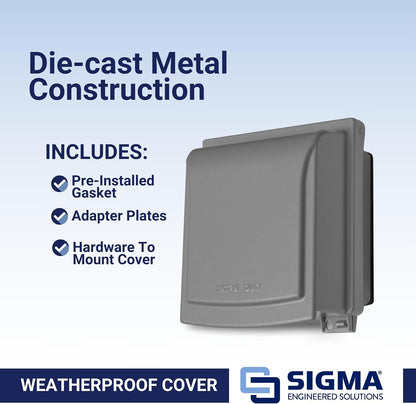 Sigma 14433M Weatherproof 2-Gang While In Use Receptacle Cover, Gray