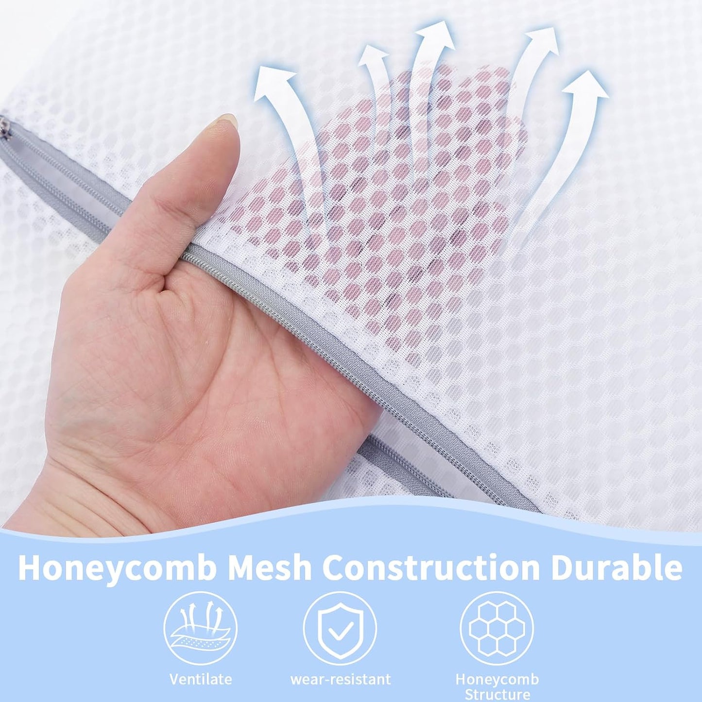 Laundry Bags Mesh Wash Bags for Delicates with Strong Zipper,Upgraded Honeycomb and Fine Mesh Design Delicate Laundry Bag for Clothes, Bras and Socks&Travel Organization (12X16IN, 12PCS)