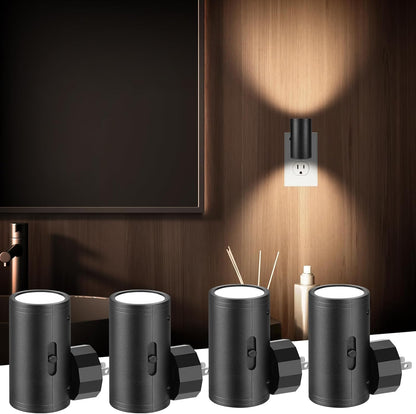 TSEXES LED Night Lights Plug into Wall, Dusk to Dawn Sensor,5-300LM Adjustable Brightness, Soft White 3000K,Dimmable Night Lights for Kitchen,Hallway Bedroom,Stairs, 2 Pack