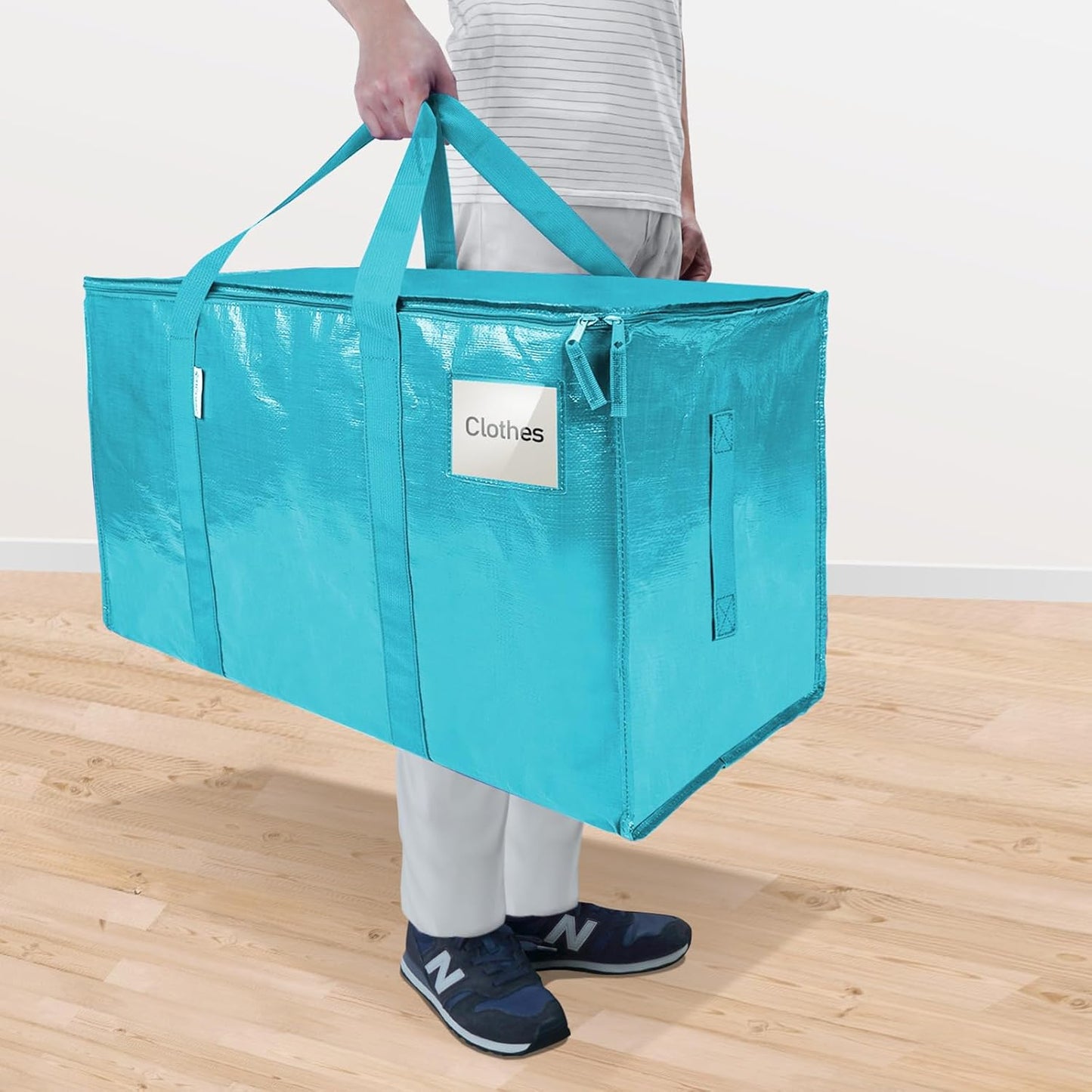 TICONN 4 Pack Extra Large Moving Bags Heavy Duty with Zippers & Carrying Handles, Durable Storage Bags Moving Boxes for Closet Organizers and Storage (4 Pack, Blue)