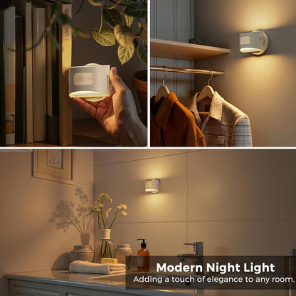 L LOHAS LED Motion Sensor Night Light, [2-Pack] Plug in Night Light with Motion Sensor and Dusk to Dawn Sensor, Brightness Adjustable, 3000K Soft White Nightlight for Bathroom Hallway Kitchen