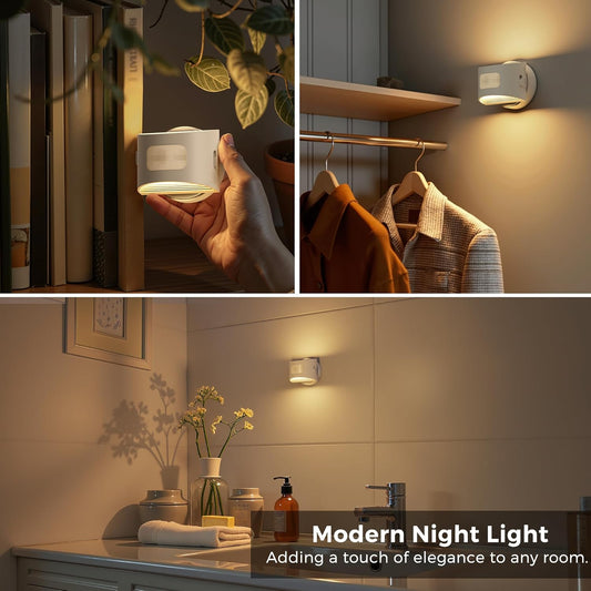 L LOHAS LED Motion Sensor Night Light, [2-Pack] Plug in Night Light with Motion Sensor and Dusk to Dawn Sensor, Brightness Adjustable, 3000K Soft White Nightlight for Bathroom Hallway Kitchen