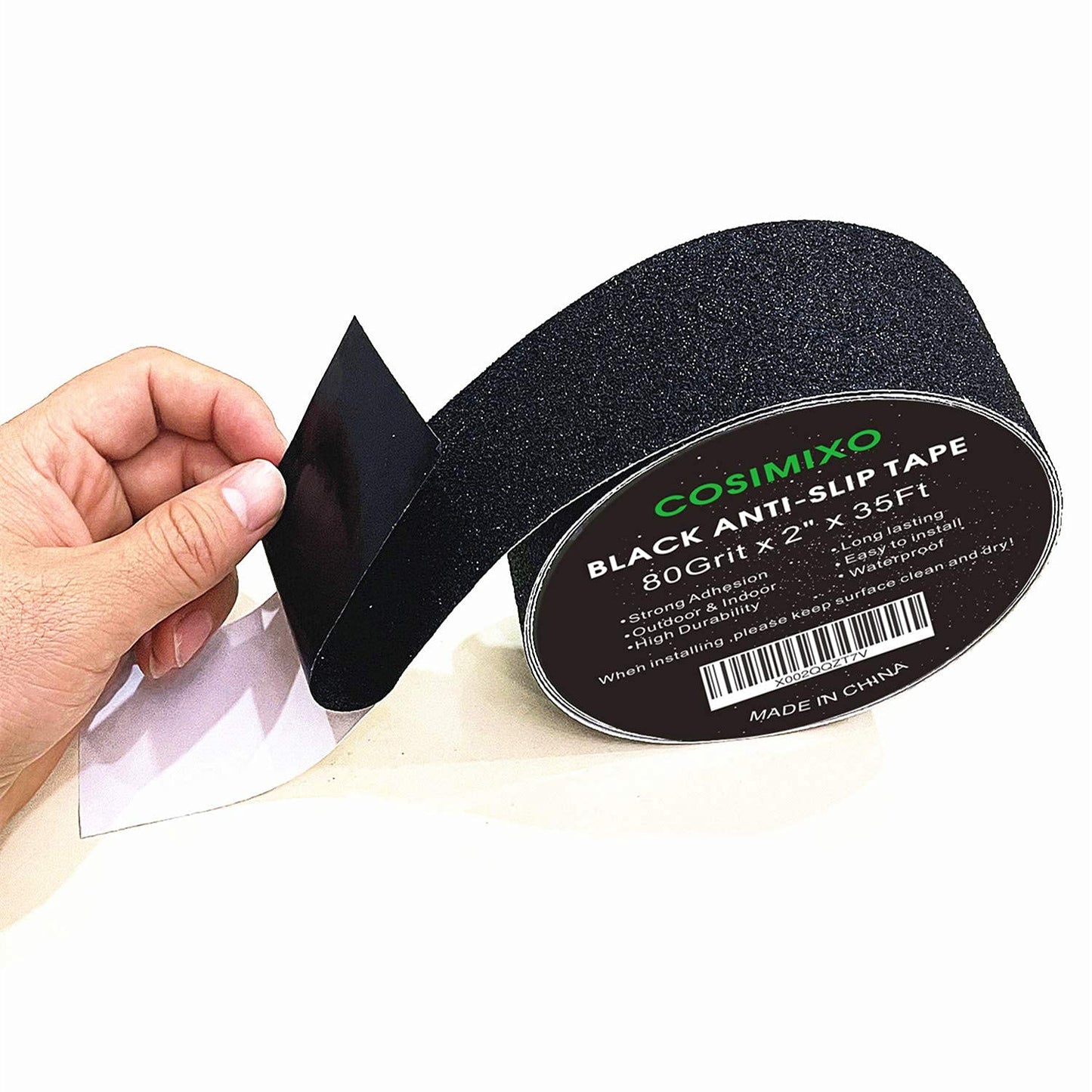 COSIMIXO 4" x 35Ft Heavy Duty Anti Slip Tape,Best 80grit Friction,Grip,Abrasive for Stairs Outdoor/Indoor Waterproof Grip Tape Safety Non Skid Tread Staircases Anti-Slip Traction Tape Black