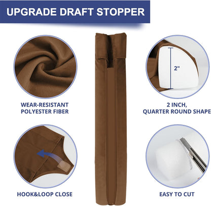 HADOR Door Draft Stopper for Bottom of Door, 36 Inch Under Draft Air Noise Light Blocker 30"- 36" Double Side Triangle Soundproof Sweep Filler Seal Gap up to 1.7" for Patio Sliding Door Guard, Grey