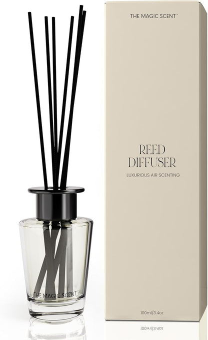 The Magic Scent Mahogany & Teakwood Reed Diffuser for Home - Luxury Scent Diffuser with Premium Fiber Reeds for Lasting Gentle Dispersal - Natural, Toxin-Free Aroma Inspired by Ambercrombie & Fitch