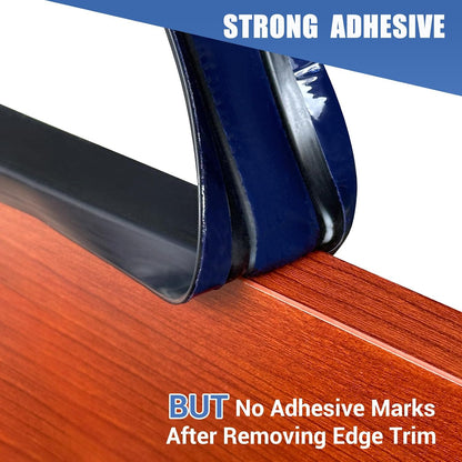 Slimline Cabinet Door Edge Protector, 3/4" Self Adhesive Peel and Stick Rubber Edge Guards, Flexible U Shaped Strips for Kitchen & Garbage Drawer Fronts, Edge Trims for Desks and Shelfves, Black, 10Ft