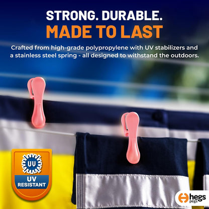 Hegs 24 Pack Multi-Color - The Smartest Heavy Duty Clothespins with Hooks - Hang 3 Garments at Once with Our Tough, Dual Hooks Clothes Pins with Anti-Rust Spring - Durable, Colorful Clothespins