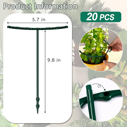 Mwellewm 10 Pack Plant Support Plant Stakes Metal Half Round Search Support Ring Small Plastic Cage Holder Short Stem Flower Pot Climbing Trellis for House Flower Vegetable Indoor Leafy(5.7 x 5.9nch)
