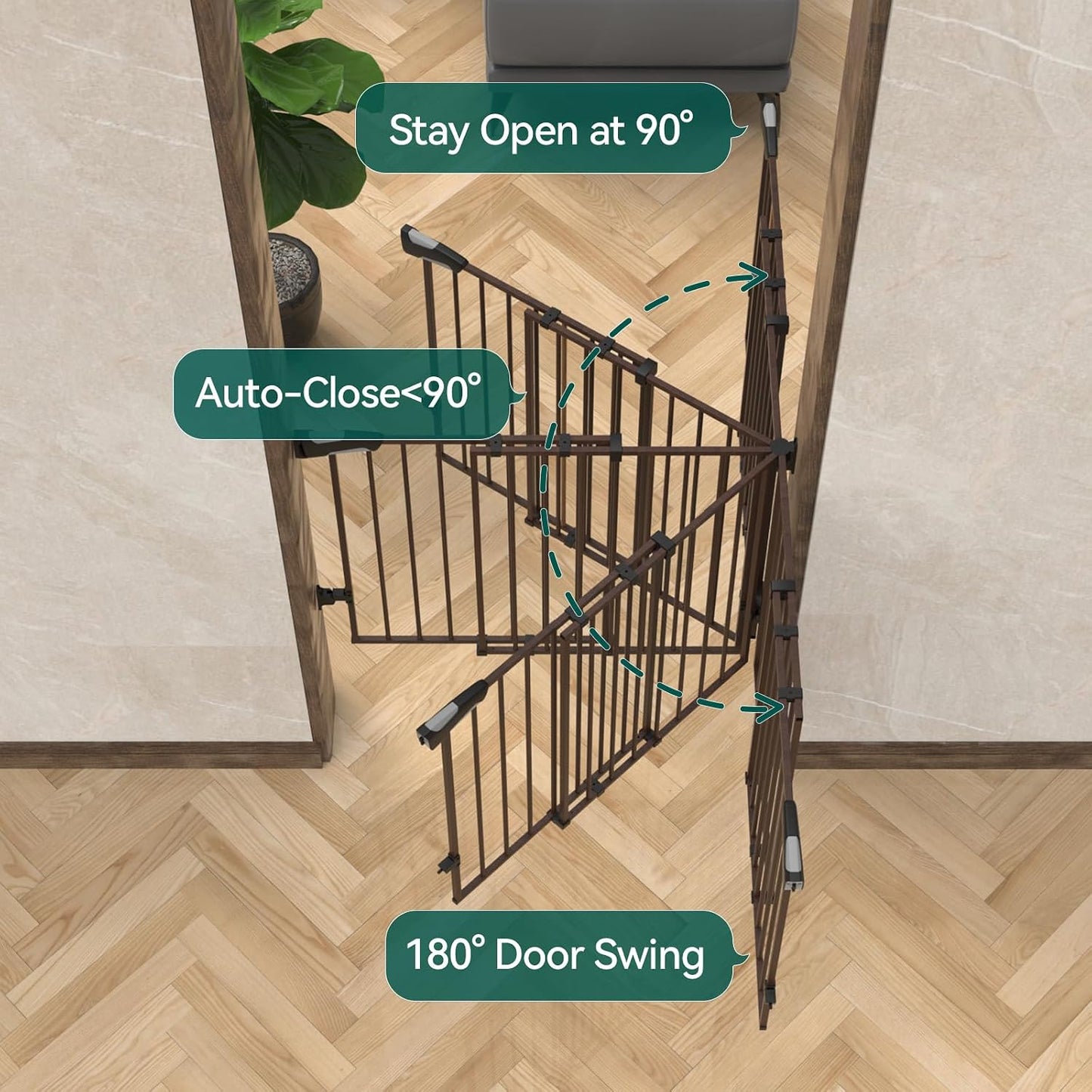 Babelio Baby Gate for Stairs, Kitchen & Doorways, No Bottom Bar| One-Handed Operation| Auto-Close| Hardware Mount (Drill Needed) Safety Dog/Pet Gate (Black - B17, 26-43" W, 28" H)