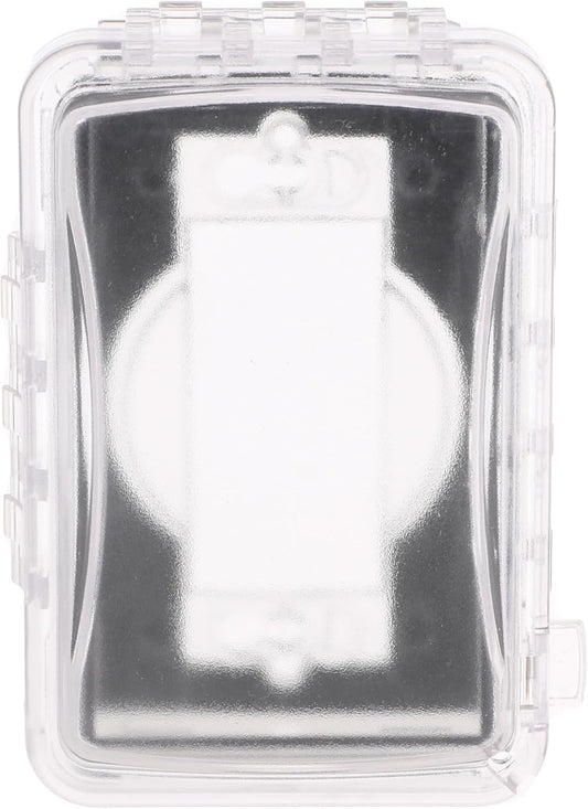 TayMac MM110C Weatherproof Single Outlet Outdoor Receptacle Cover, 5/8 Inches Deep, Clear