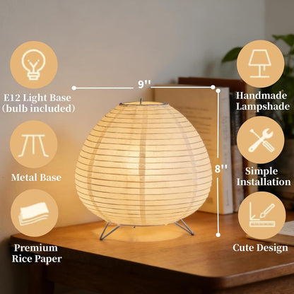 Small Rice Paper Lamp, Japanese Lamp Lantern Table Lamp, Paper Table Lamp, Lantern Lamps for Desk Bedrooms Bedside Night Light (Tower)