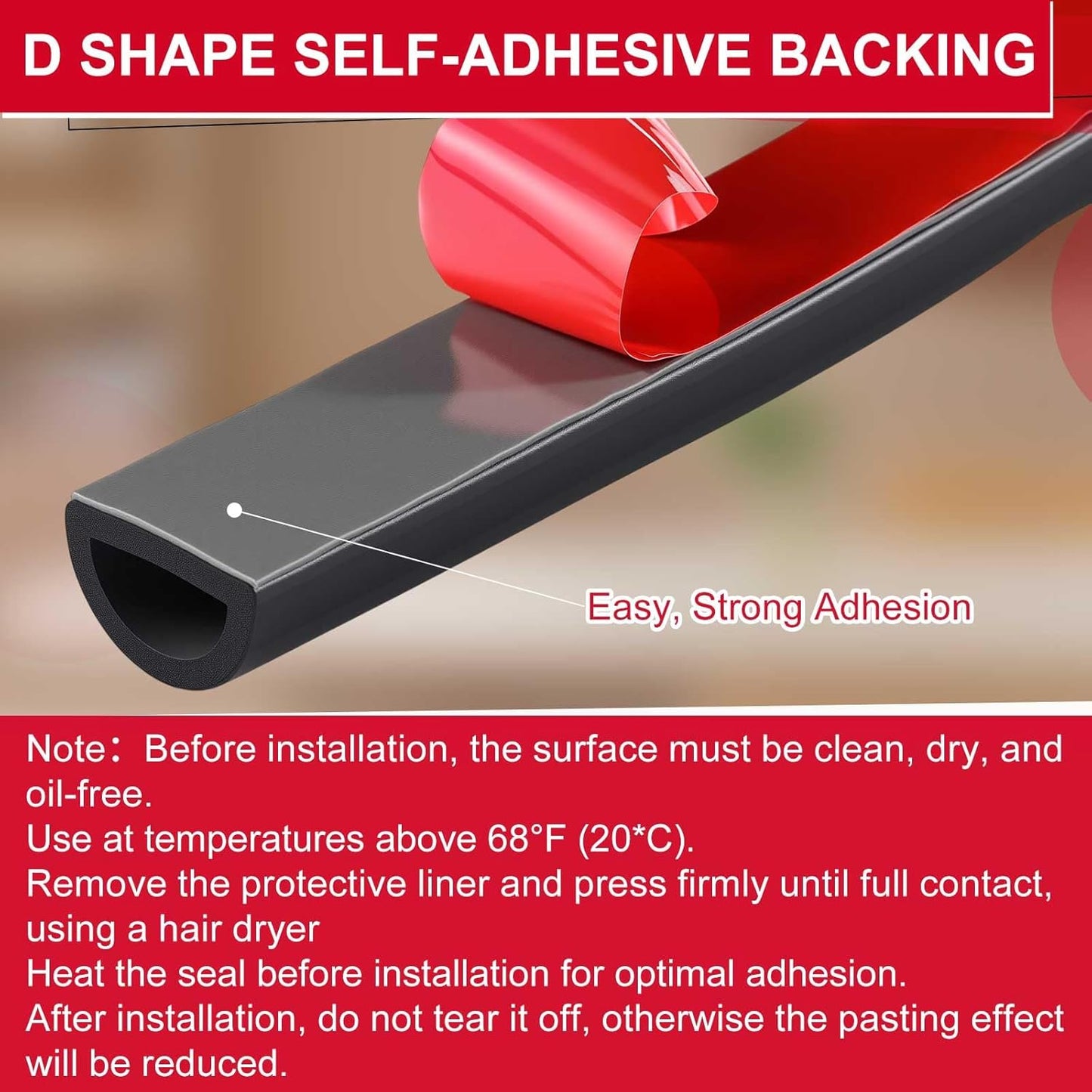 Pangda 13ft Foam Rubber D Shape Seal Strip 1" W x 0.5" H Self Adhesive EPDM Rubber Weather Stripping RV Slide Out Seal Heavy Duty Automotive Weather Stripping for Car Truck RV Boat Home