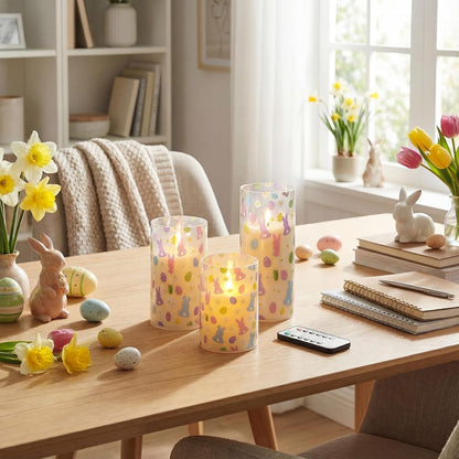 Tujoe 3 Pcs Summer Ocean Flameless Candles Teal Beach LED Battery Pillar Candles Set Battery Operated Coastal Nautical Decorations Flickering Gifts with Remote Decorations for Holiday