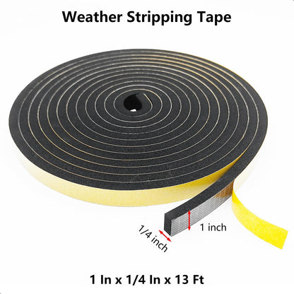 Weather Stripping Door Seal Strip, Strong Adhesive, Weatherproof, Reduce Noise, Gap Filler, Foam Insulation Tape for Doors and Windows (1/2 in x 1/4 in x 13 Ft), White