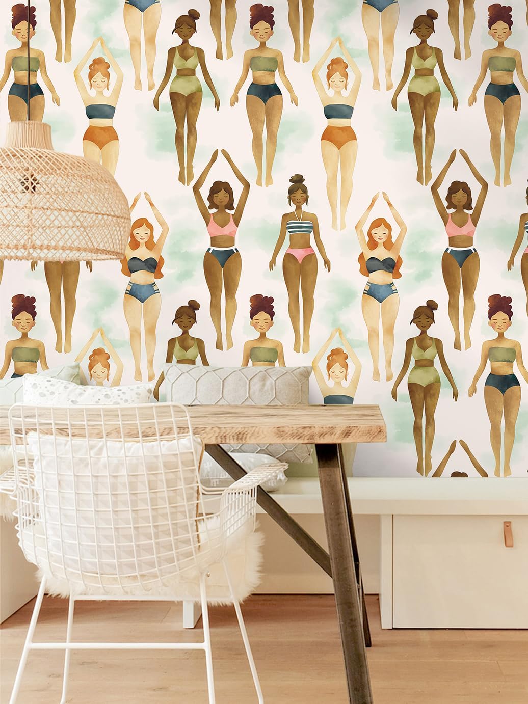 Floralplus Peel and Stick Wallpaper Removable Wallpaper Renter Friendly Modern Girls Wallpapers for Bathroom Self Adhesive Textured Contact Paper for Bedroom Wall Art 17.5 x 118 in