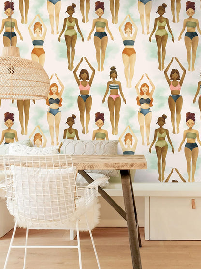 Floralplus Peel and Stick Wallpaper Removable Wallpaper Renter Friendly Modern Girls Wallpapers for Bathroom Self Adhesive Textured Contact Paper for Bedroom Wall Art 17.5 x 118 in