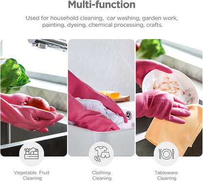 Dishwashing gloves 2 Pairs for kitchen,Rubber cleaning gloves,Long dish gloves reuseable.