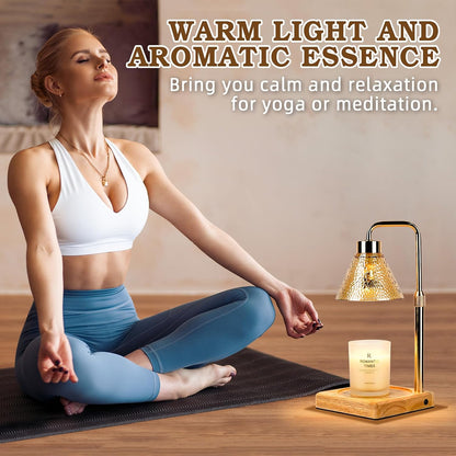 Candle Warmer Lamp Wood with Timer, Dimmable Electric Candle Lamp Warmer for Jar Candles, 2*35 Watt Bulb, Mothers Day Birthday Gifts for Women Men, Decorative Wooden Candle Lamp for Bedroom Home Decor
