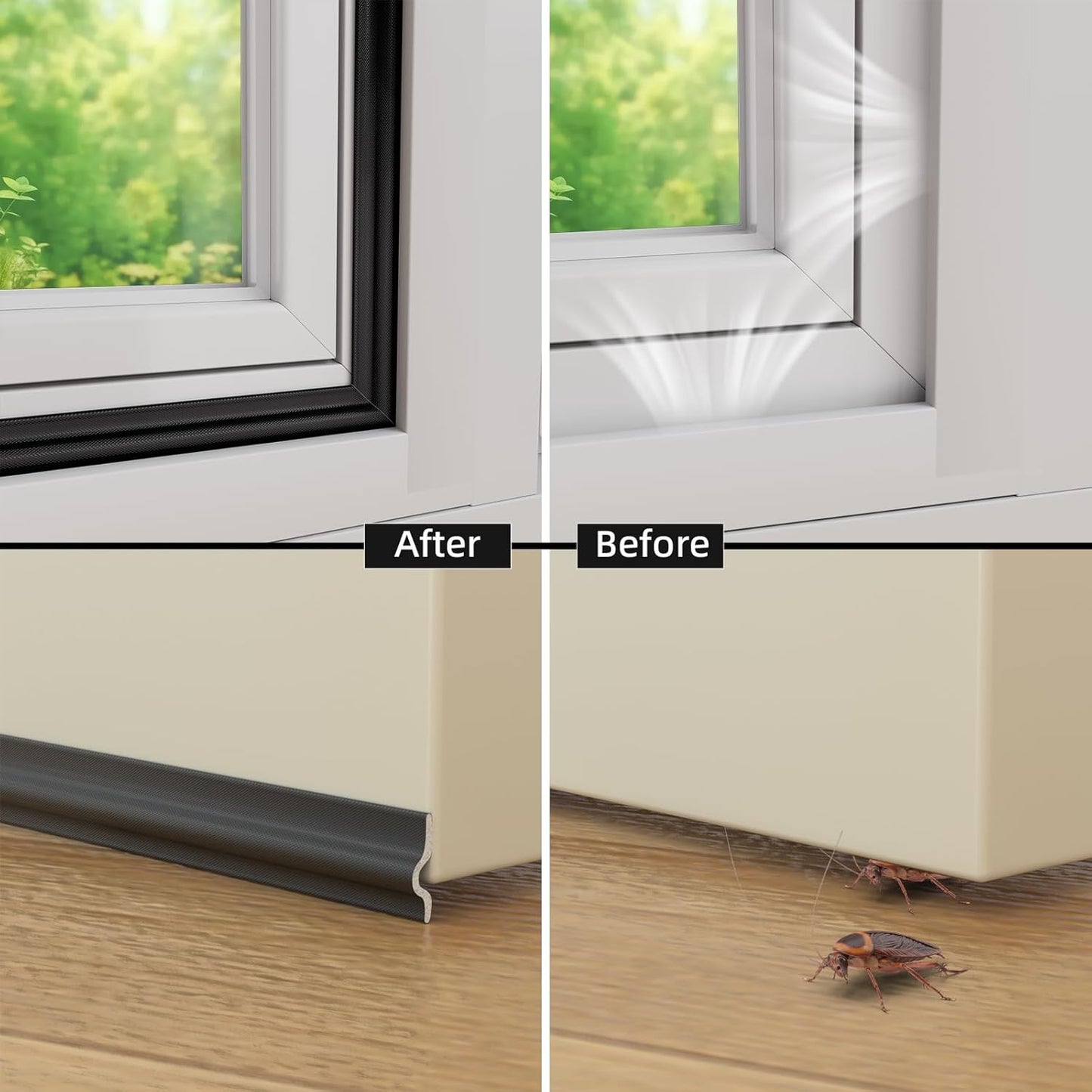 118 inch Weather Stripping Door Seal Strip for Bottom of Door,Self-Adhesive Window Draft Stopper Foam Seal Strip,Soundproof Window Insulation Weather Strip for Winter Gap Blocker(White)