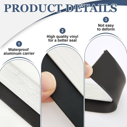 FoldTier 4 Pcs All-Season Door Sweep for Bottom of Door Exterior and Interior, Aluminum Alloy and Rubber, Commercial Weather Stripping Draft Stopper for Threshold Seal (1-3/4 x 36 Inch,Black)