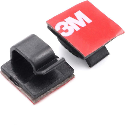 Cable Clips 3M Adhesive, Multipurpose Wire Clamps for Cable Management and Cable Runs - 50 Pack Black Bundled with 10 Reusable Cable Ties