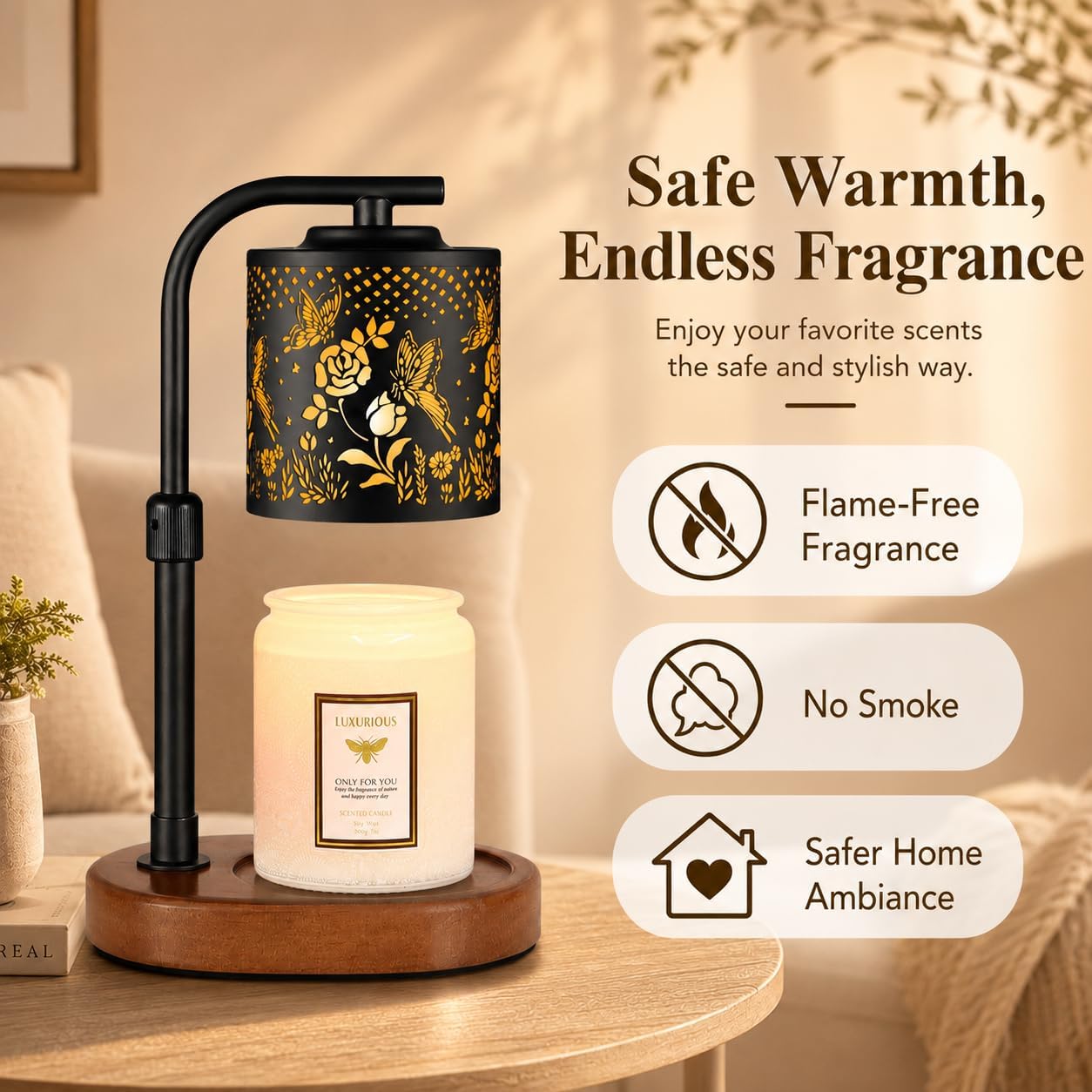 kobodon Candle Warmer Lamp with Timer, Electric Candle Lamp Warmer Birthday for Mom Women Home Bedroom Decor Wax Melt Warmer for Scented Wax with Jar Candles (Dragonfly)