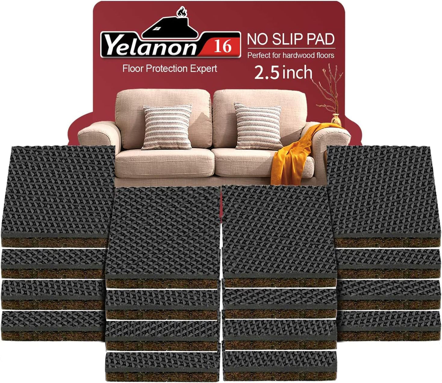 Yelanon Non Slip Furniture Pads -56 pcs（1+2）” Furniture Grippers, Non Skid Furniture Legs,Self Adhesive Rubber Furniture Feet, Anti Slide Furniture Hardwood Floor Protector for Keep Couch Stoppers