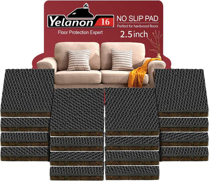 Yelanon Non Slip Furniture Pads -56 pcs（1+2）” Furniture Grippers, Non Skid Furniture Legs,Self Adhesive Rubber Furniture Feet, Anti Slide Furniture Hardwood Floor Protector for Keep Couch Stoppers
