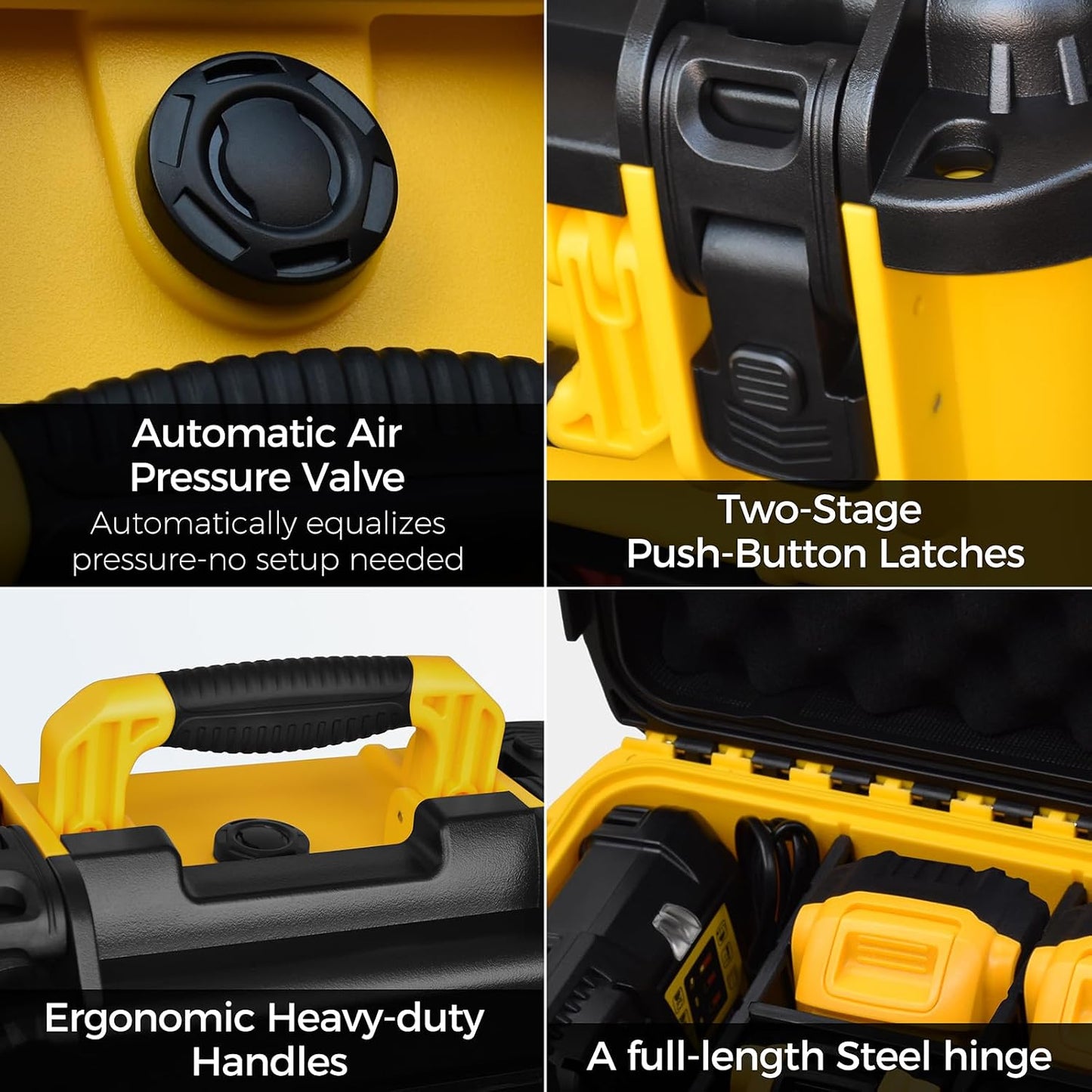 Case for Dewalt Battery – Waterproof Extra Large Hard Storage Box with 8 Adjustable One-Piece Molded Dividers, Heavy Duty Protective Organizer for Dewalt Battery and Charger