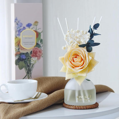 Reed Diffuser Set,4.06 oz Scent Flower Diffuser with 6 Sticks,Home Fragrance,Reed Diffuser for Bathroom Shelf Decor (Jasmine Rose)