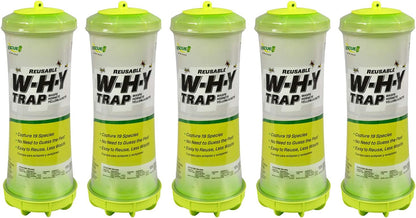 RESCUE! WHY Trap for Wasps, Hornets, & Yellowjackets – Hanging Outdoor Trap - 5 Traps