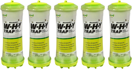 RESCUE! WHY Trap for Wasps, Hornets, & Yellowjackets – Hanging Outdoor Trap - 5 Traps