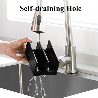 Luxspire Kitchen Sponge Holder, Dish Sponge Holder with with Drain Tray, Marble Sponge Holder for Kitchen Sink, Kitchen Sink Caddy 2 Compartments, Gravel White