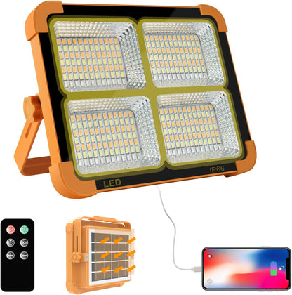 Portable LED Work Solar Light 100W 16500mAh 10000 LM with Stepless Brightness Job Site Battery Rechargeable LED Floor Light for Emergency Worklight for Hurricane