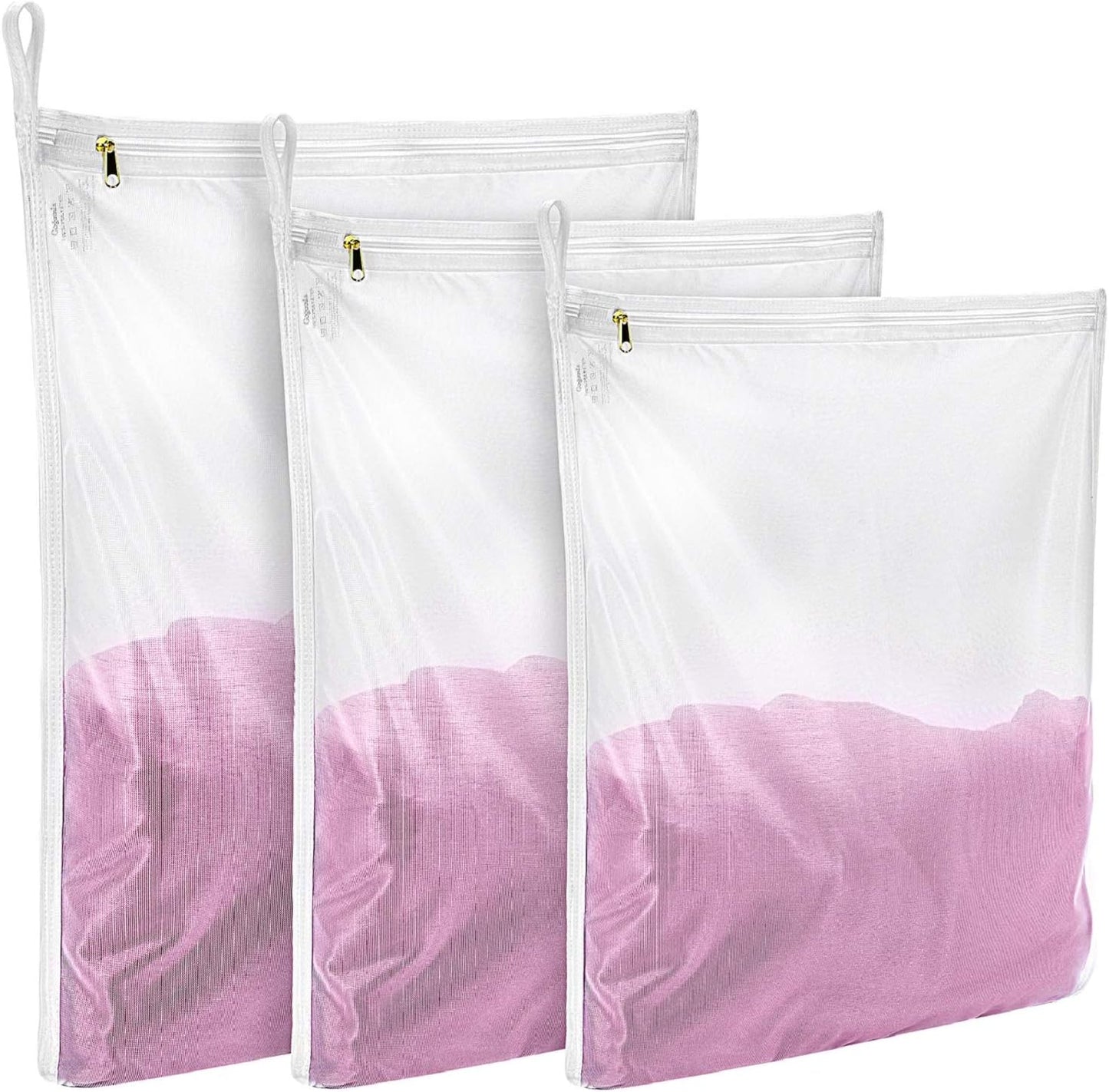GOGOODA 2 Pack Delicates Laundry Bags, Fine Mesh Wash Bag with Hanging Loop | Large for Lingerie, Shirts, Sweaters, Underwear, Bra, Silk, Socks